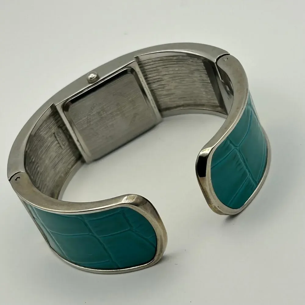 Studio Time Teal Silver Stainless Steel Women’s Quartz  Bangle Watch New Battery